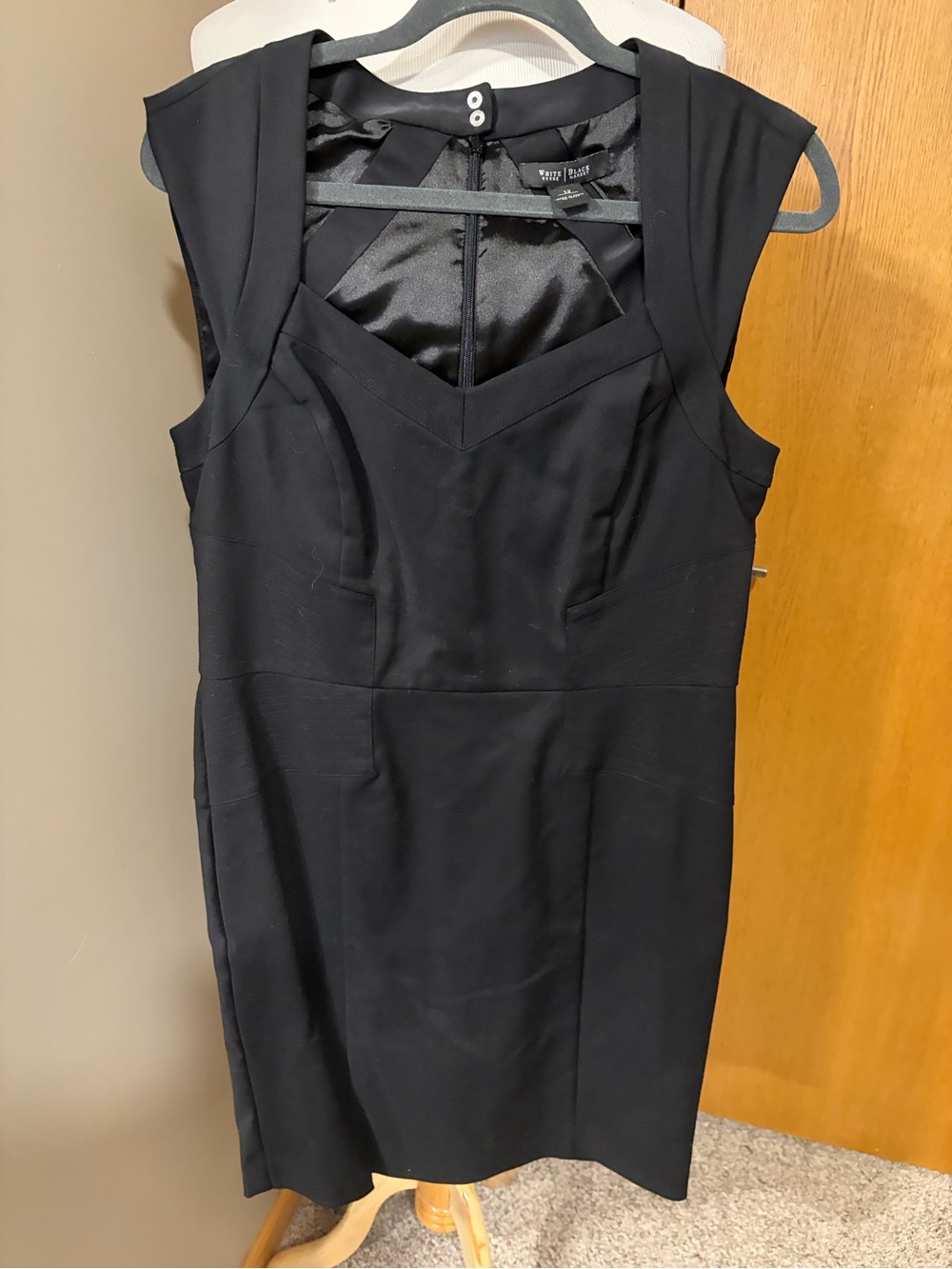 White House Black Market Black Midi Sheath Dress with Sweetheart Neckline
